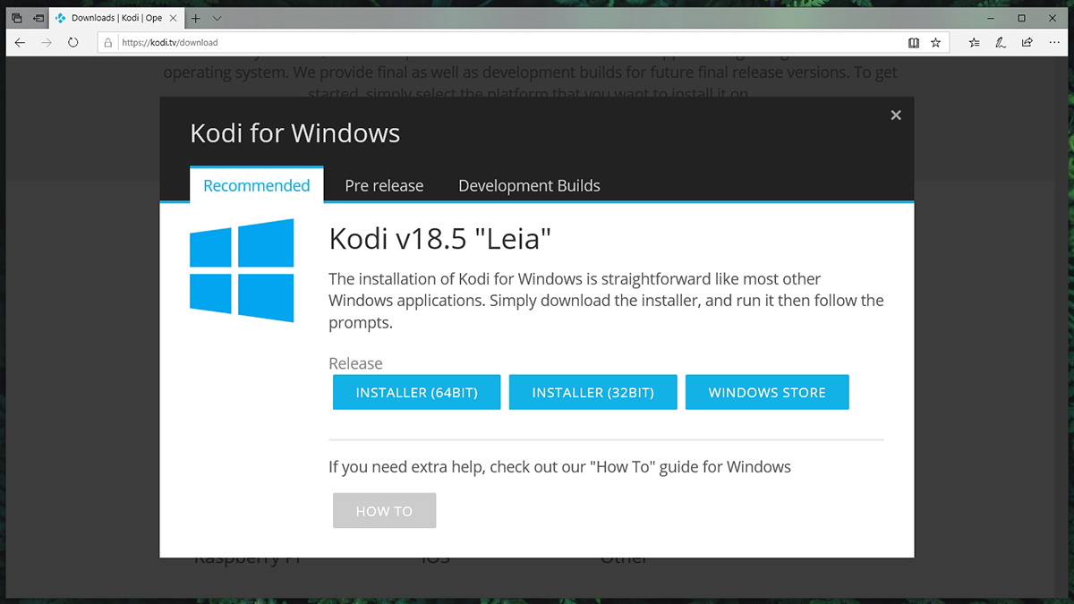  Kodi 18.5 Leia Download page 