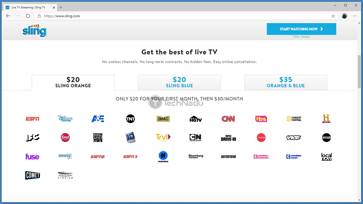  وب سایت تلویزیون Sling 