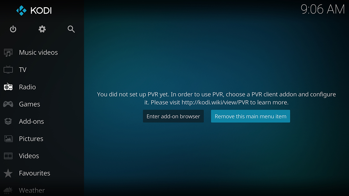 ظاهر صفحه اصلی Kodi
