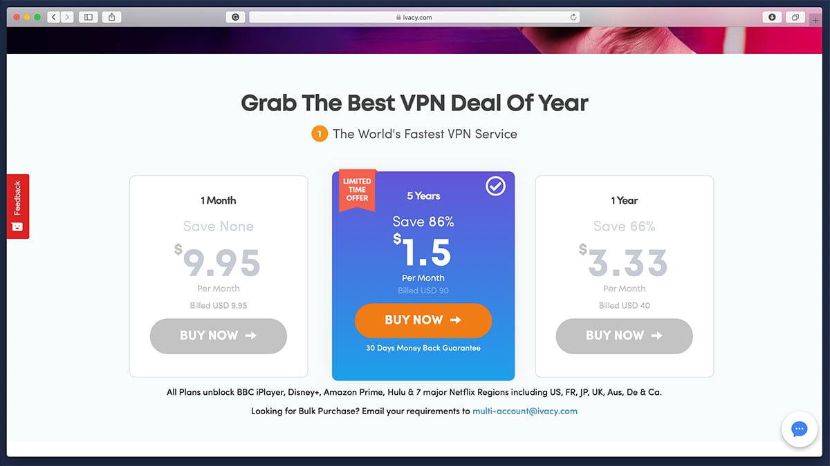  صفحه قیمت گذاری معاملات Ivacy VPN [19659011] یک بار دیگر ، کمی حرکت کنید تا اینکه روش های مختلف پرداخت <strong> را ببینید </strong>. </li>
</ul>
<p><noscript><img class=