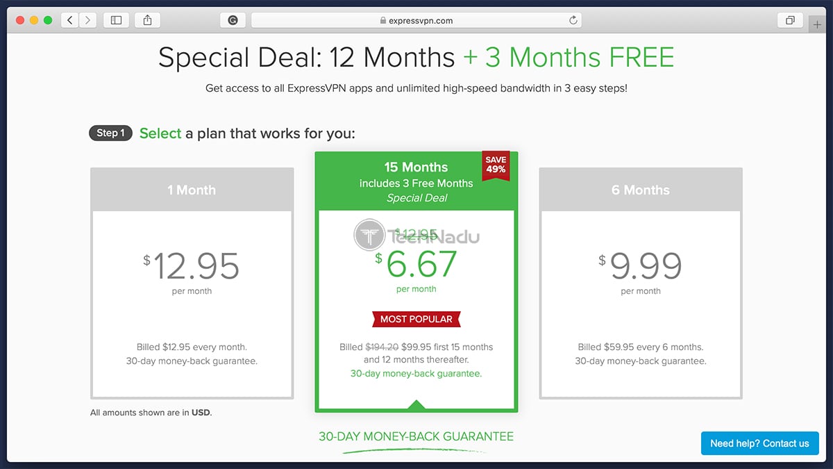 ساختار قیمت گذاری ExpressVPN