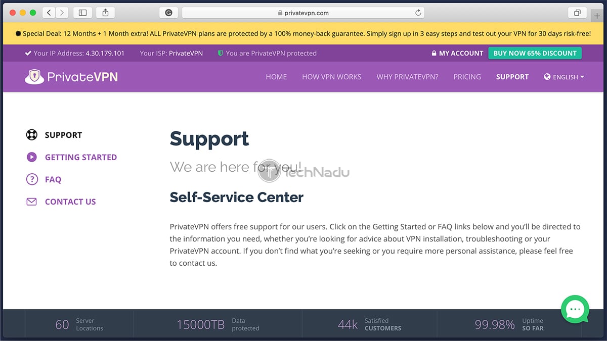  پورتال پشتیبانی مشتری PrivateVPN 