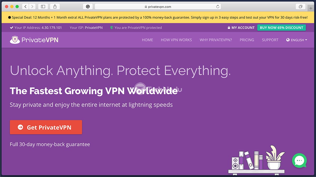  لینک به وب سایت صفحه شخصی PrivateVPN 