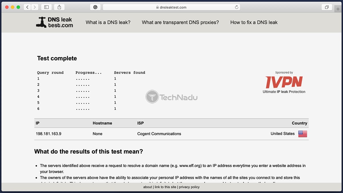  IPVanish Pass DNS Lead Test 