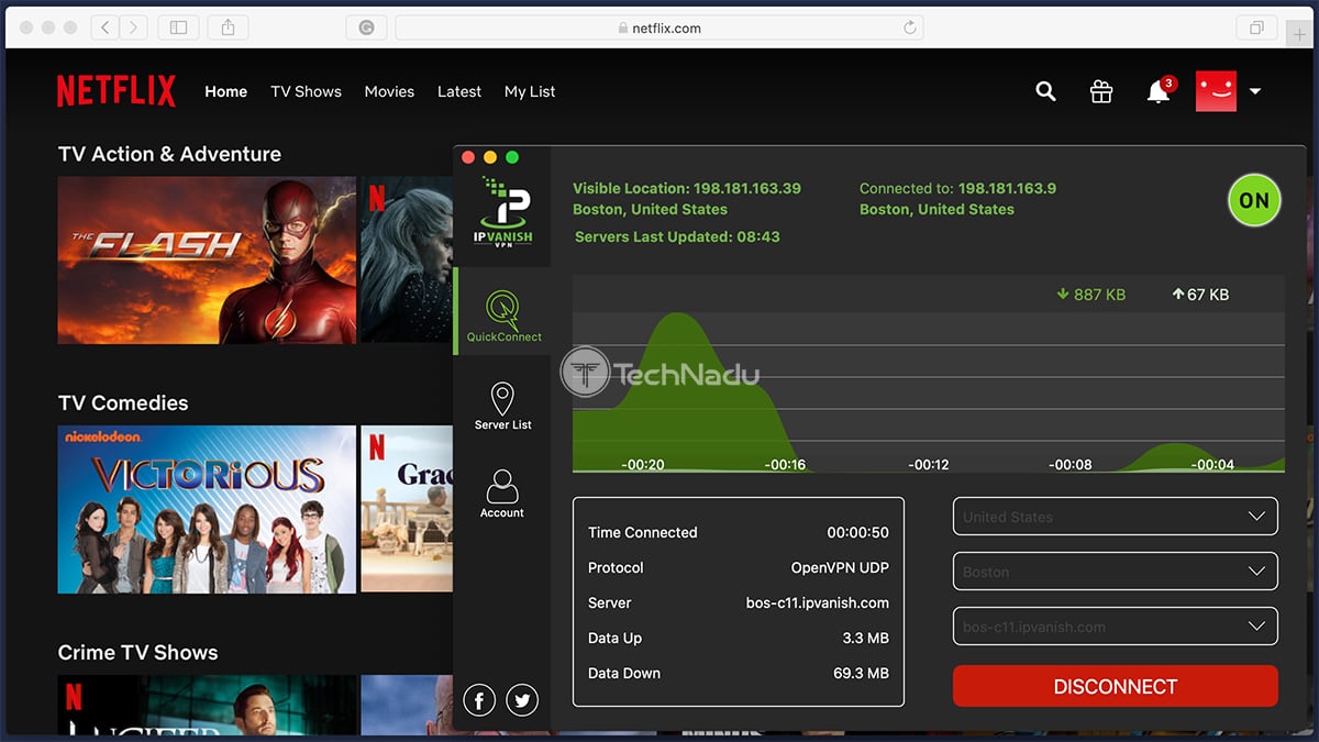  Netflix USA Streaming از طریق IPVanish 