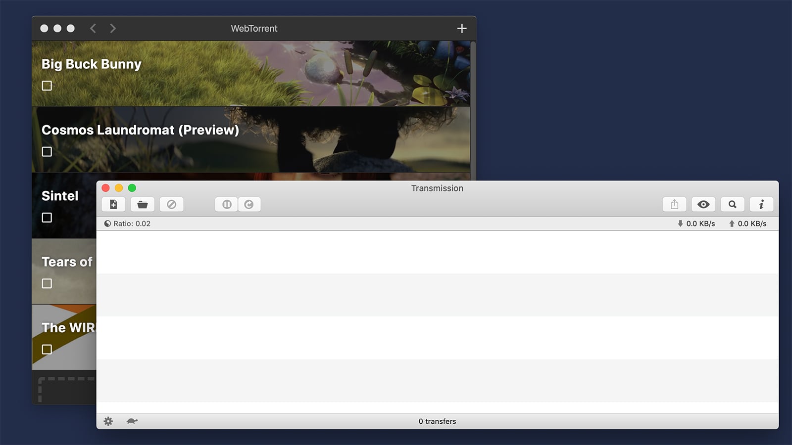  Transmission WebTorrent CIents UI 
