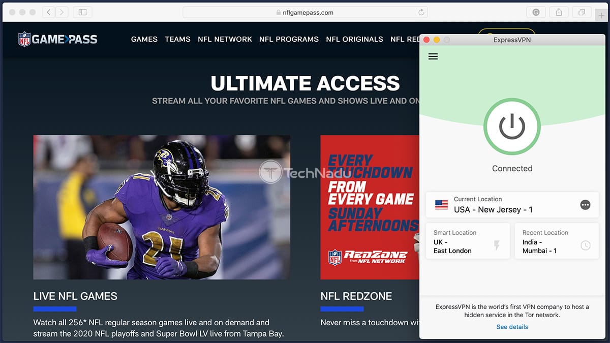  استفاده از ExpressVPN برای دسترسی به NFL Game Pass 