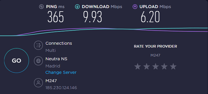  purevpn-speed-test-result-spain-server 