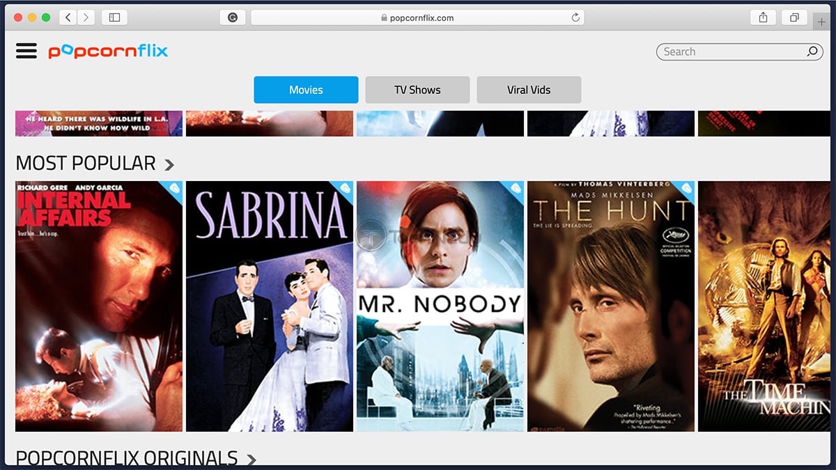  صفحه Popcornflix 