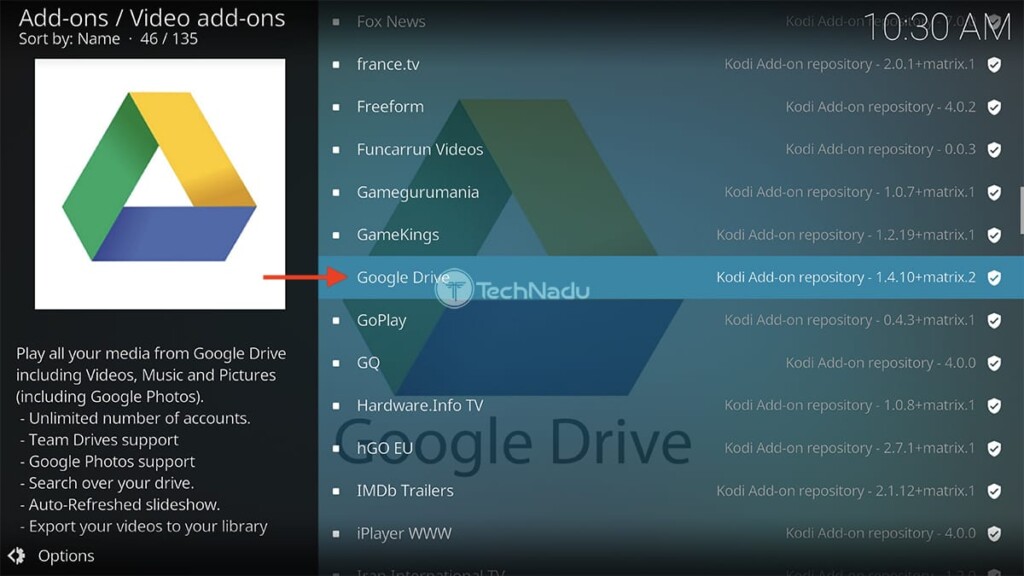  پیدا کردن Google Drive در مخزن رسمی Kodi 