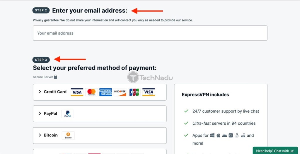  ExpressVPN فرم ثبت نام 
