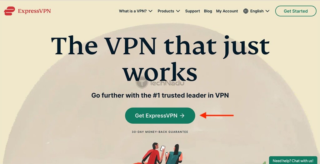  صفحه فرود اولیه در وب سایت ExpressVPN 